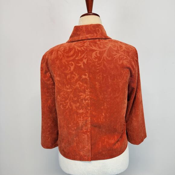 Vintage Acanthus Peplum Jacket Size M Orange 3/4 Wide Sleeve Hippie 70s Style - Picture 5 of 10